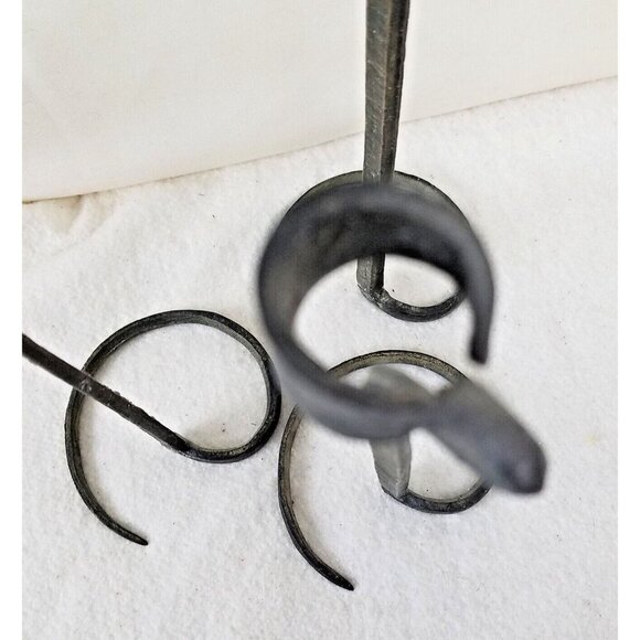 blackened brass candle hand hewn holders rustic hammered patina set 15" 13" 11" - Picture 3 of 9